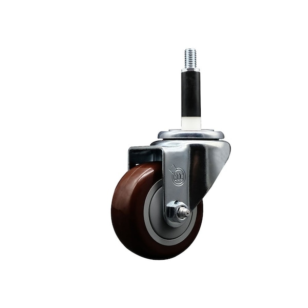 3'' Maroon Poly Wheel Swivel 7/8'' Expanding Stem Caster